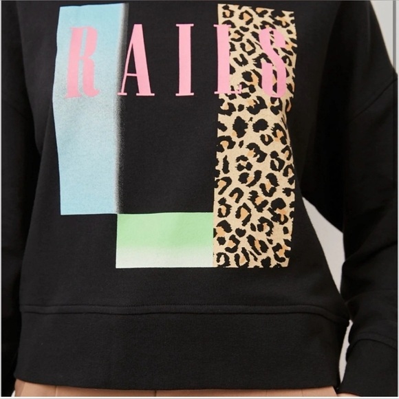 New! RAILS Alice Logo Sweatshirt in Neon Rails 🖤 Medium NWT! - Picture 6 of 6